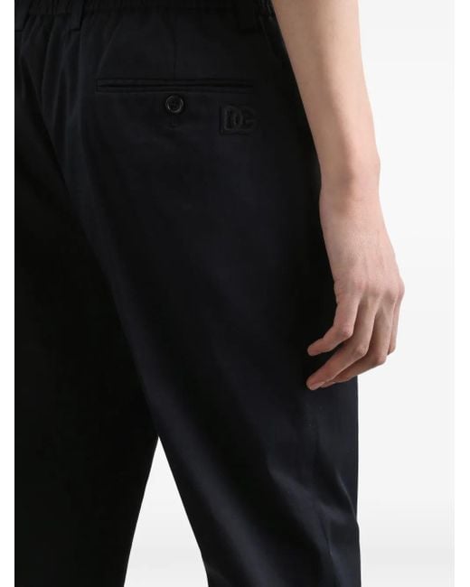Dolce & Gabbana Black Pressed Crease Gabardine Trousers for men