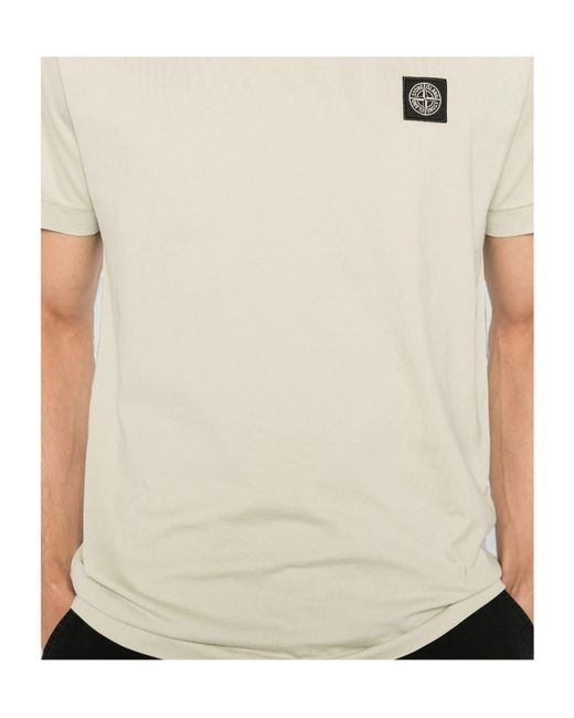 Stone Island White Logo-Patch T-Shirt for men