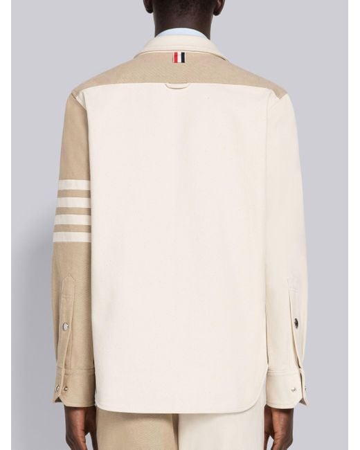 Thom Browne White Patchwork Buttoned Denim Shirt for men