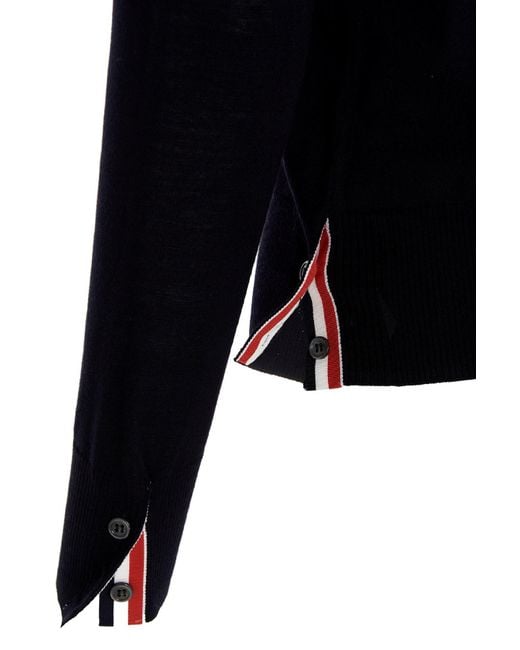 Thom Browne Black 4 Bar V-Neck Cardigan