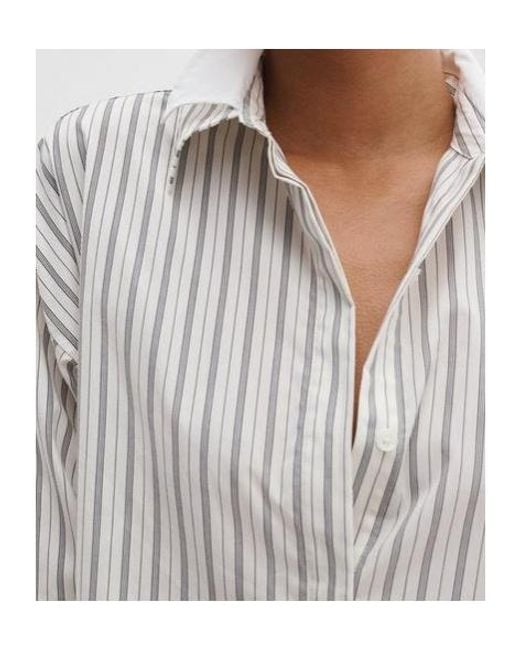 Rag & Bone White Marin Striped Cropped Shirt