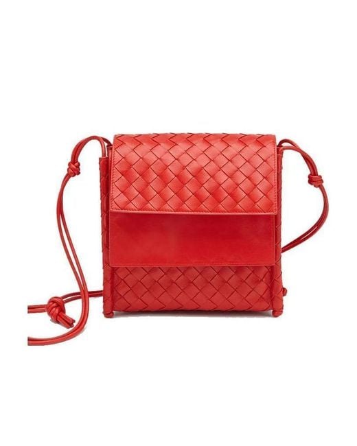 Bottega Veneta Red Intrecciato Crossbody Bag