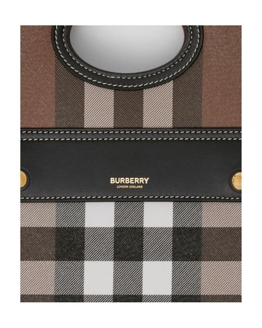 Burberry Black Check-Patterned Mini Tote Bag