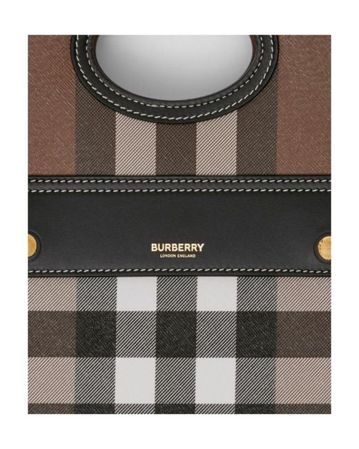 Burberry Black Checkered Mini Pocket Tote Bag