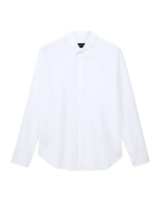 Giorgio Armani White Textured Bib-Front Shirt for men