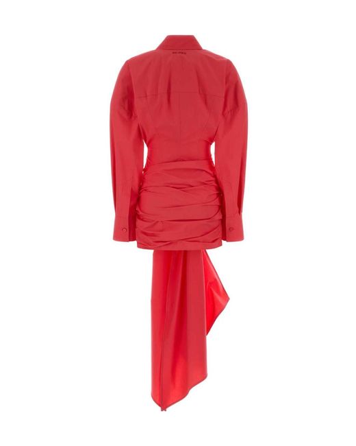 The Attico Red The Draped Shirt Dress