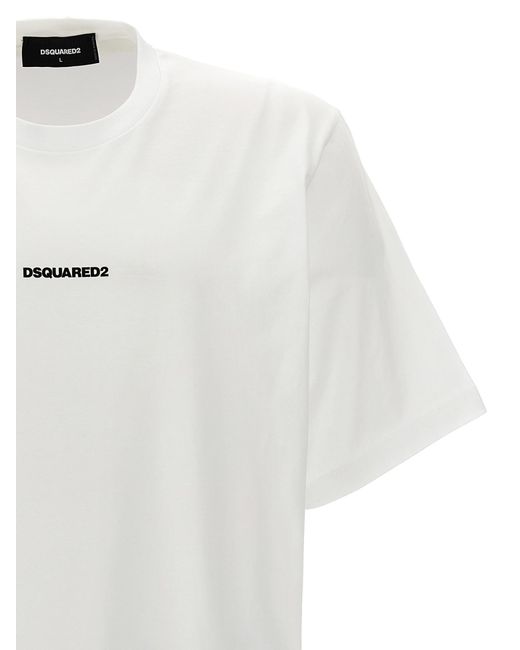 DSquared² White Logo-Print Cotton T-Shirt for men