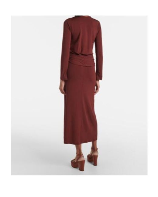 Johanna Ortiz Red Finding Yourself Draped Jersey Maxi Dress