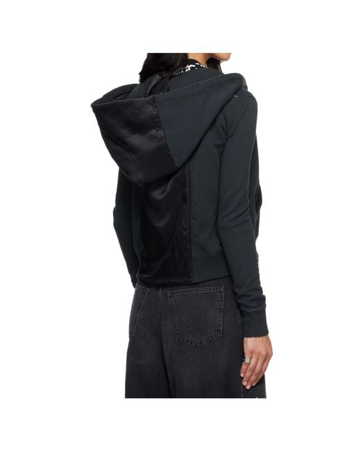 MM6 by Maison Margiela Black Hooded Zip-Up Jacket