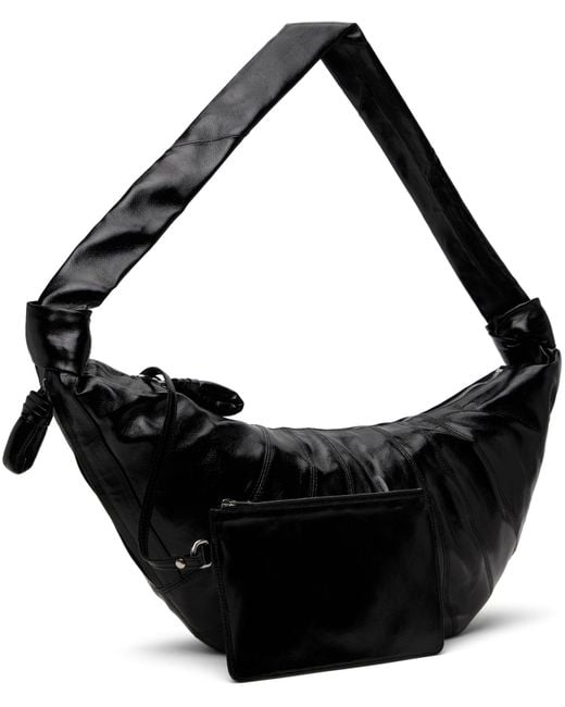Lemaire Black Knot Detailed Large Croissant Shoulder Bag