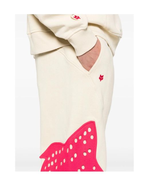 Kiko Kostadinov Pink X Fox Lab Perforated Fox Fleece Joggers for men