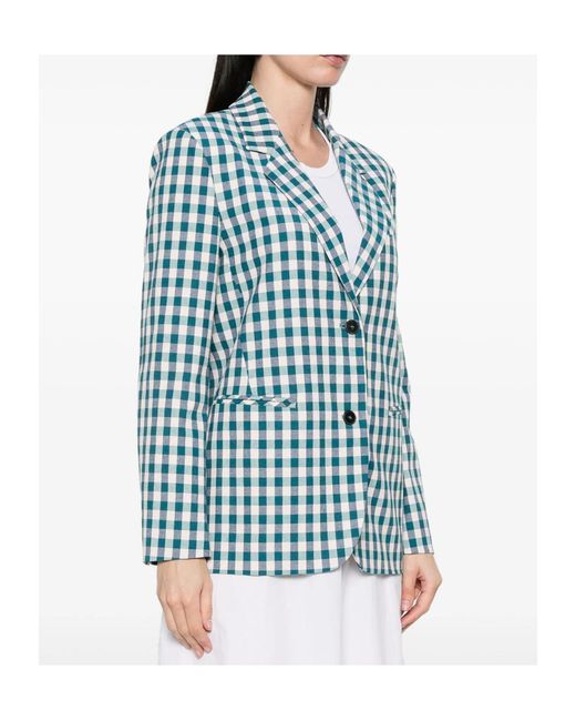 Forte_forte Blue Cotton Gingham Oversized Jacket