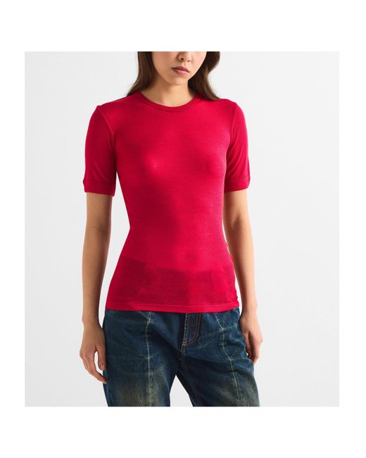Versace Red Ribbed T-Shirt