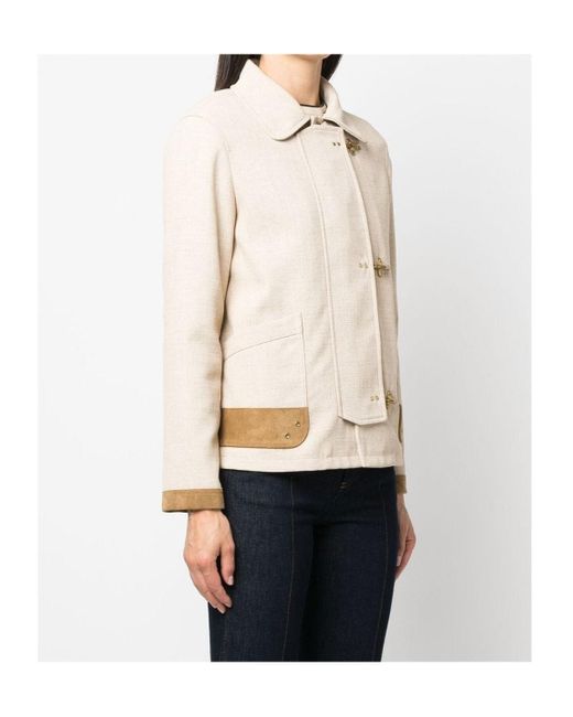 Fay Natural Triple Hook Fastening Coat