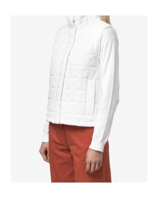K-Way White Quilted Sleeveless Jacket