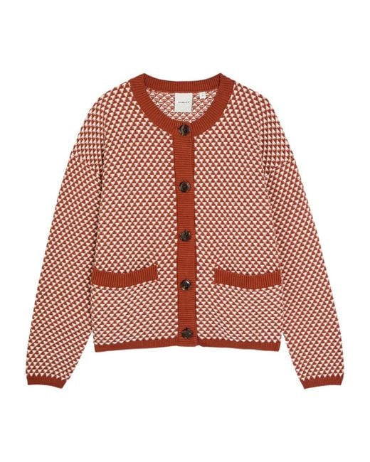 Varley Red Elmwick Patterned Cotton-Knit Cardigan