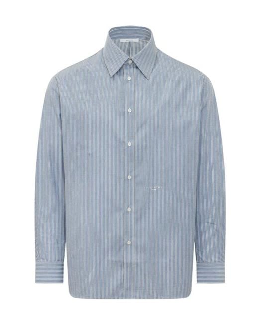 Givenchy Blue Couture Seam Striped Overshirt for men