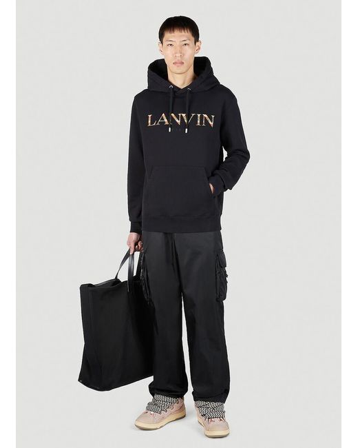 Lanvin Black Curb Lace Hoodie for men