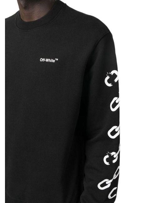 Off-White c/o Virgil Abloh Black Chain Arrow Logo Printed Crewneck Sweatshirt for men