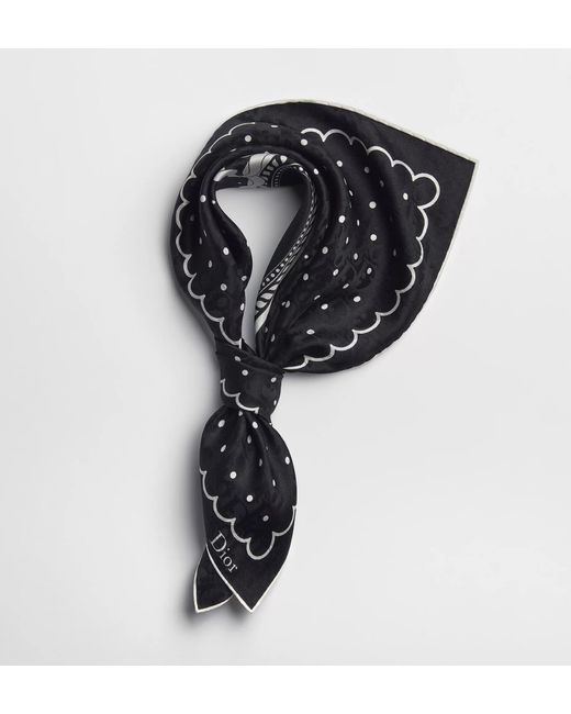 Dior Black Polka Oblique 70 Square Scarf