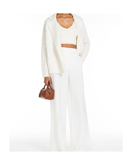 Max Mara White Micio Double-Breasted Cable-Knit Cardigan