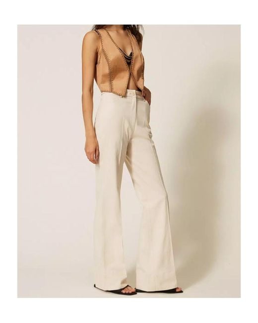 Twinset White Pressed-Crease Trousers