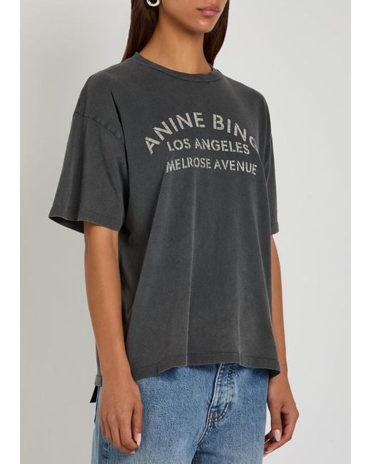 Anine Bing Black Front Back Logo Printed Cotton T-Shirt