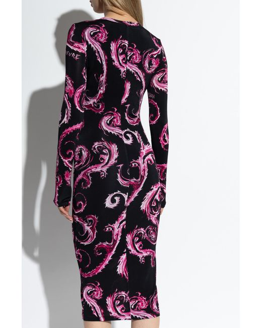 Versace Jeans Red Chromo Couture-Print Midi Dress