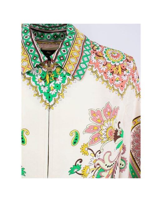 Etro Green Pattern-Printed Zipped Jacket