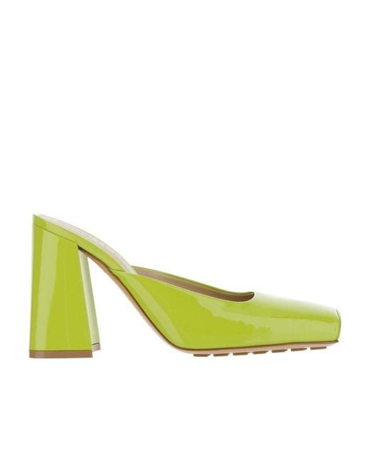 Bottega Veneta Yellow 105Mm Square-Toe Leather Pumps