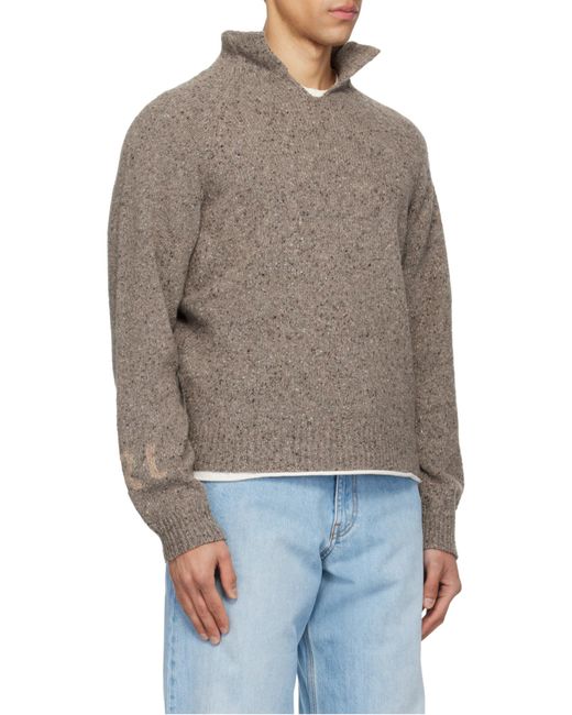ERL Brown Mock-Neck Knitted Sweater for men