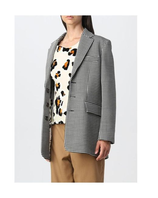Marni Gray Checked Button-Up Blazer
