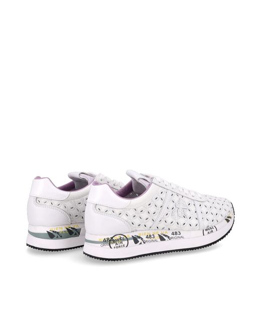 Premiata White Logo Sports Shoes