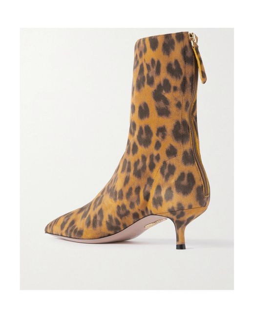 Aquazzura Brown Montmartre Leopard Printed Pointed Toe Boots