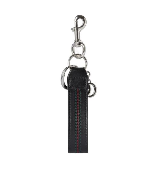 Gucci White Double G Keychain With Web Detail for men