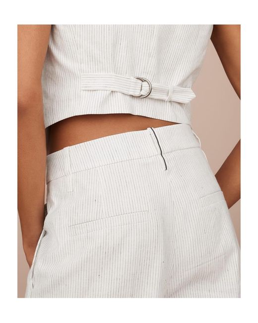 Brunello Cucinelli White Pinstriped Linen-Blend Trousers