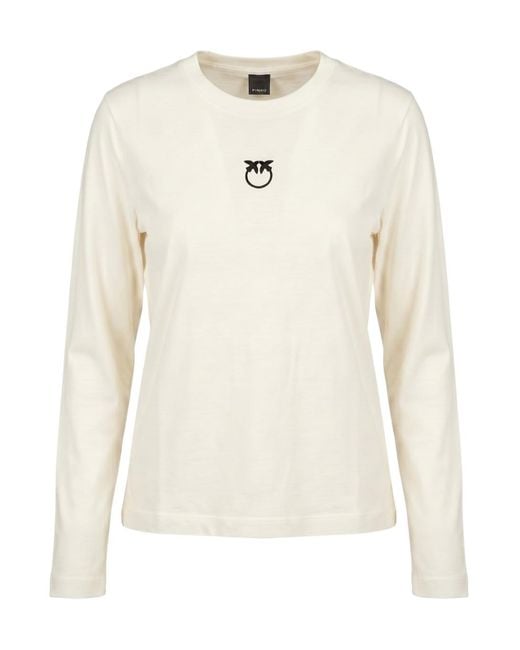 Pinko White Love Birds Logo-Print T-Shirt