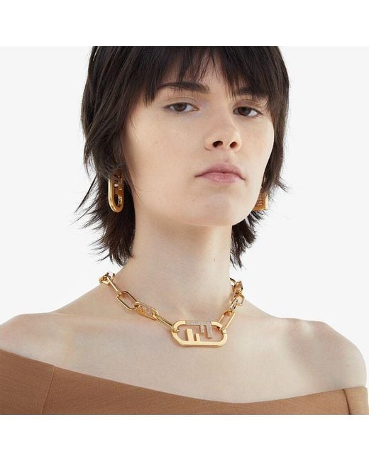Fendi Metallic Logo Plaque Single Earring