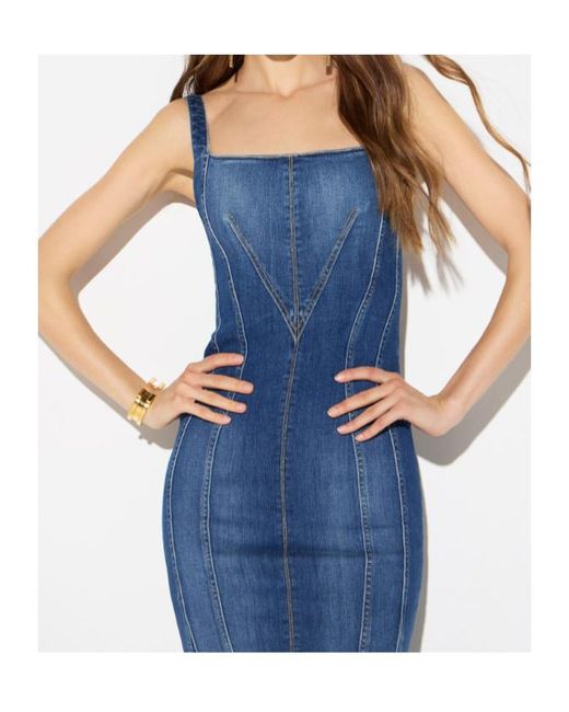 Elisabetta Franchi Blue Panelled Square-Neck Dress