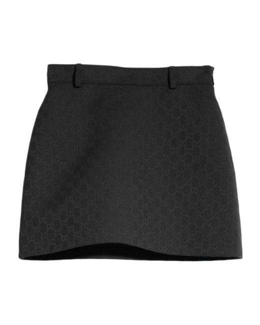 Gucci Black Gg Cotton Blend Mini Skirt