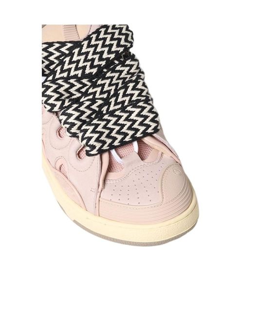 Lanvin Pink Curb Panelled Lace-Up Sneakers