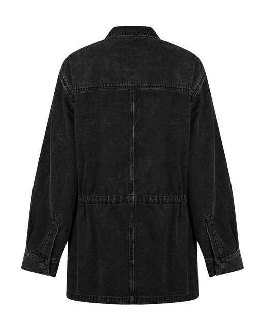 Isabel Marant Black Washed Lapel Denim Coat