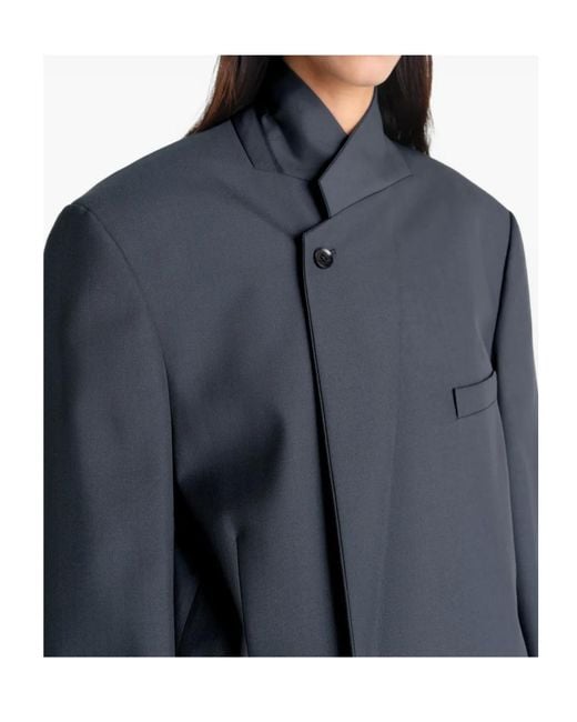 Lemaire Gray Double-Breasted Oversized Blazer for men