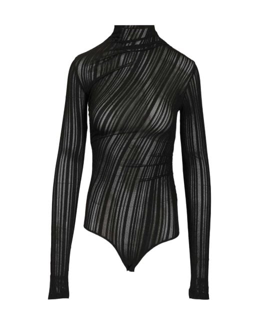 Amazuìn Black Qinuvb Sheer Turtleneck Top