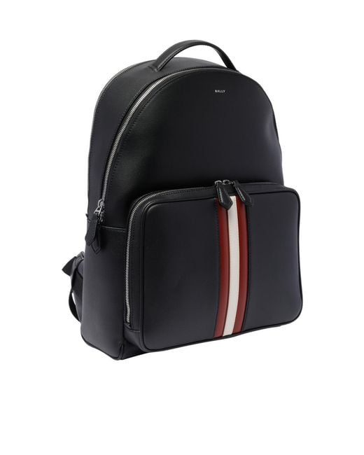 Bally Black Mythos Stripe Backpack for men