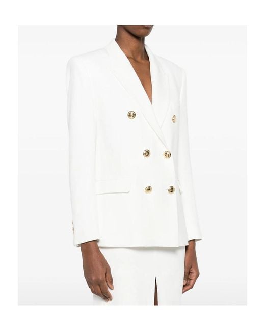 Elisabetta Franchi White Double-Breasted Blazer