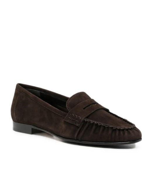 Aeyde Black Aldous Suede Penny-Slot Loafers