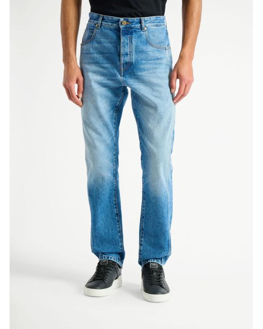 Balmain Blue Straight-Leg Denim Jeans for men