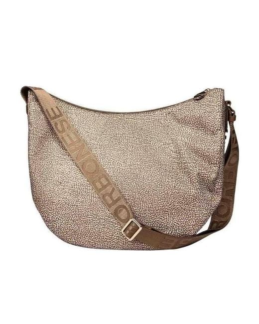 Borbonese Natural Zippered Shoulder Bag
