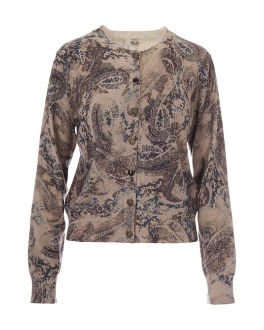 Liu Jo Brown Printed Knit Cardigan